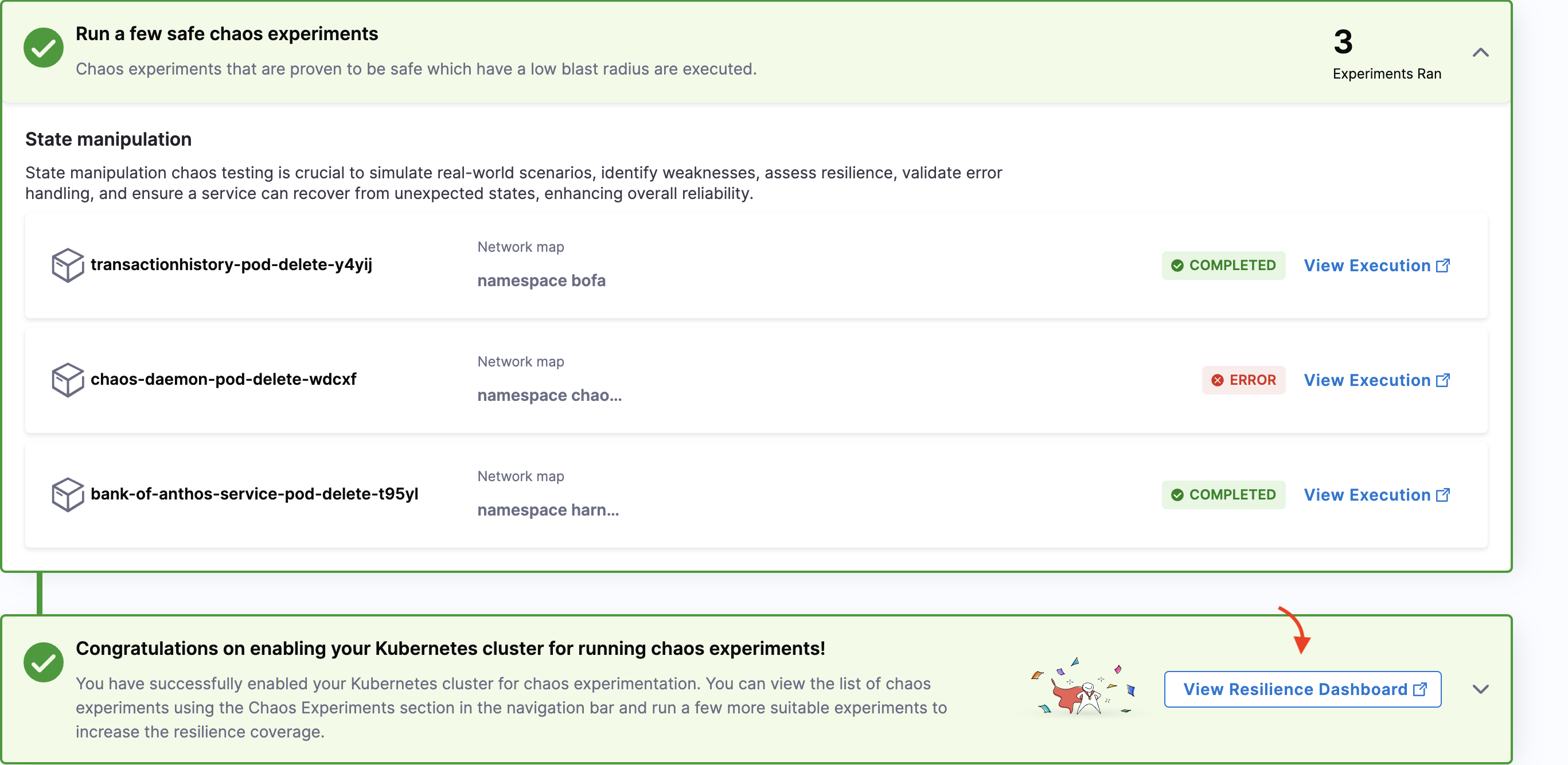 experiment status